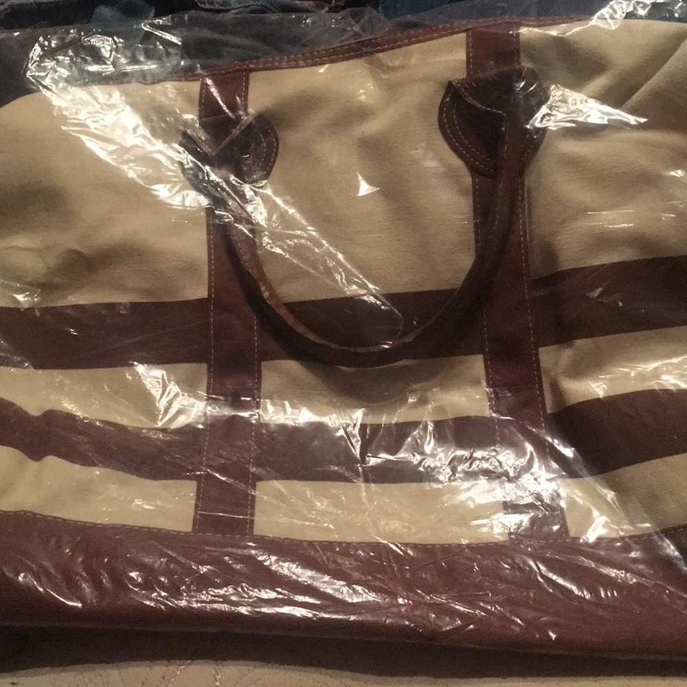 Cream & Brown Canvas Tote